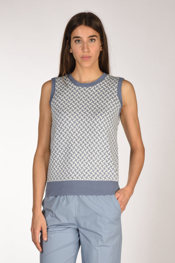 Drumohr Maglia Biscottino Bianco/azzurro Donna