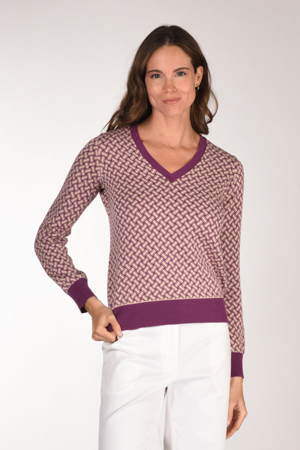 Drumohr Maglia Biscottino Rosa/viola Donna