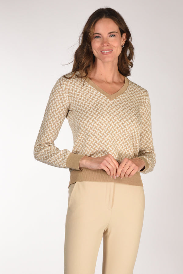 Drumohr Maglia Biscottino Beige/bianco Donna