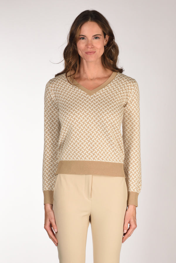Drumohr Maglia Biscottino Beige/bianco Donna-2