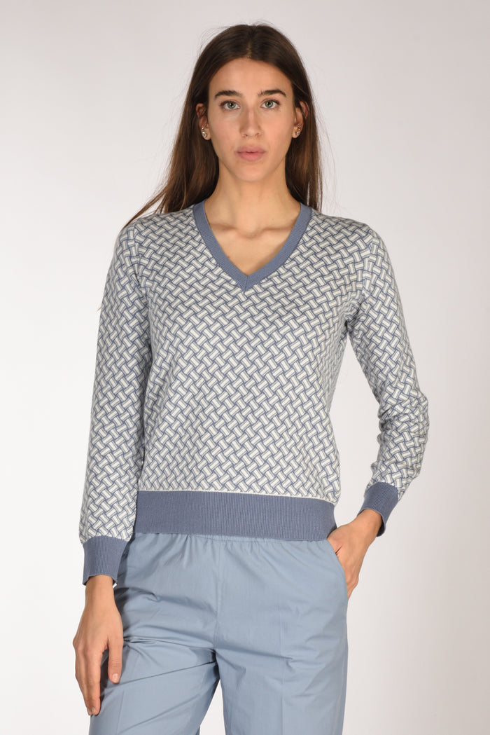 Drumohr Maglia Biscottino Bianco/azzurro Donna - 1