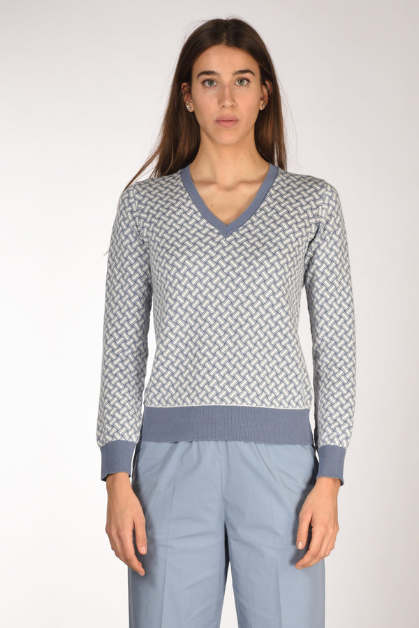 Drumohr Maglia Biscottino Bianco/azzurro Donna-2