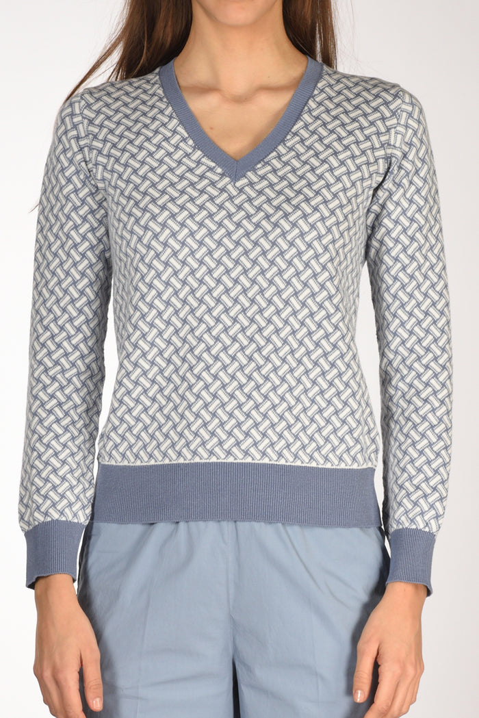 Drumohr Maglia Biscottino Bianco/azzurro Donna - 3