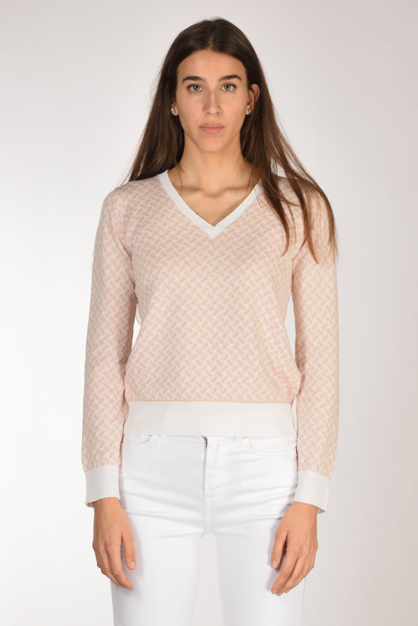 Drumohr Maglia Biscottino Rosa/bianco Donna-2