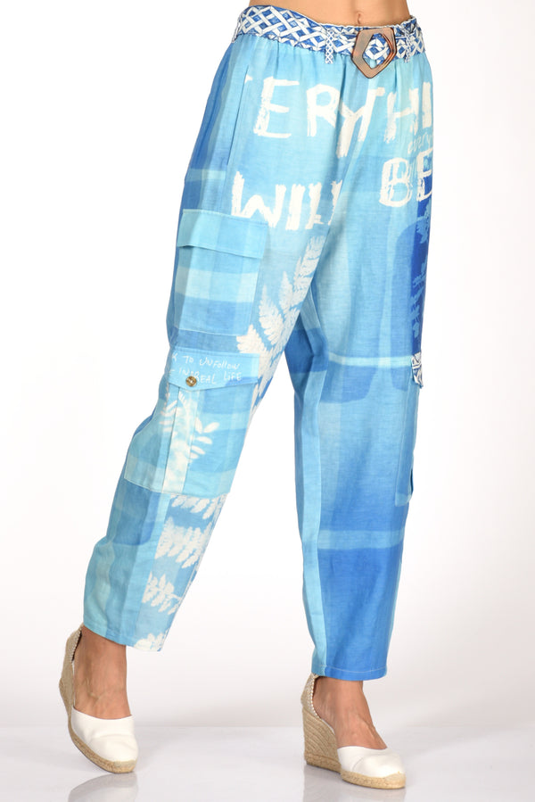 Me 369 Pantalone Blu/bianco Donna