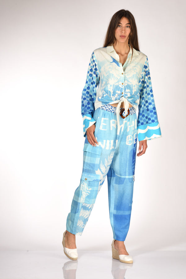 Me 369 Pantalone Blu/bianco Donna-2