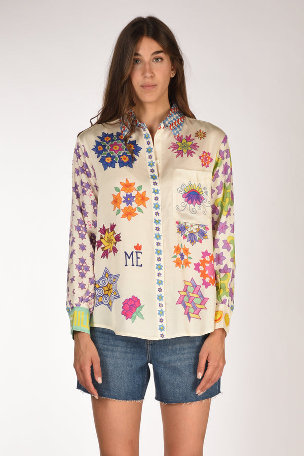 Me 369 Camicia Bianco/multicolor Donna-2