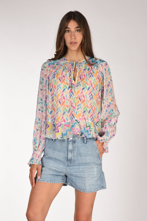 Me 369 Camicia Bianco/multicolor Donna