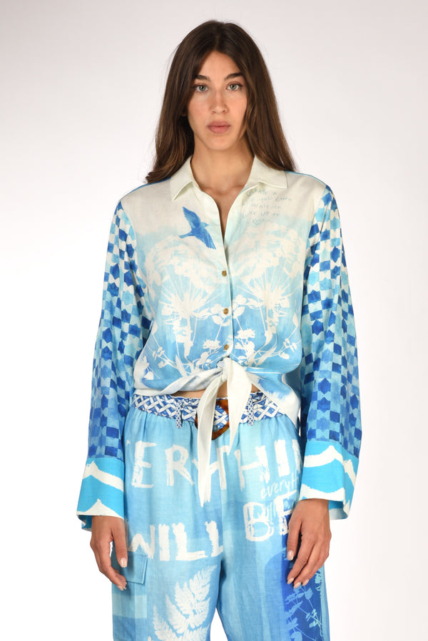 Me 369 Camicia Bianco/azzurro Donna-2