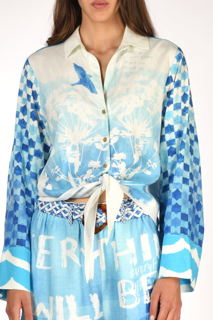 Me 369 Camicia Bianco/azzurro Donna - 3