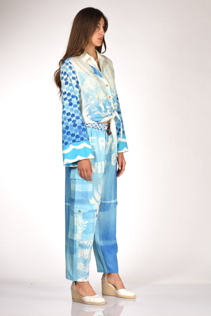 Me 369 Camicia Bianco/azzurro Donna - 4
