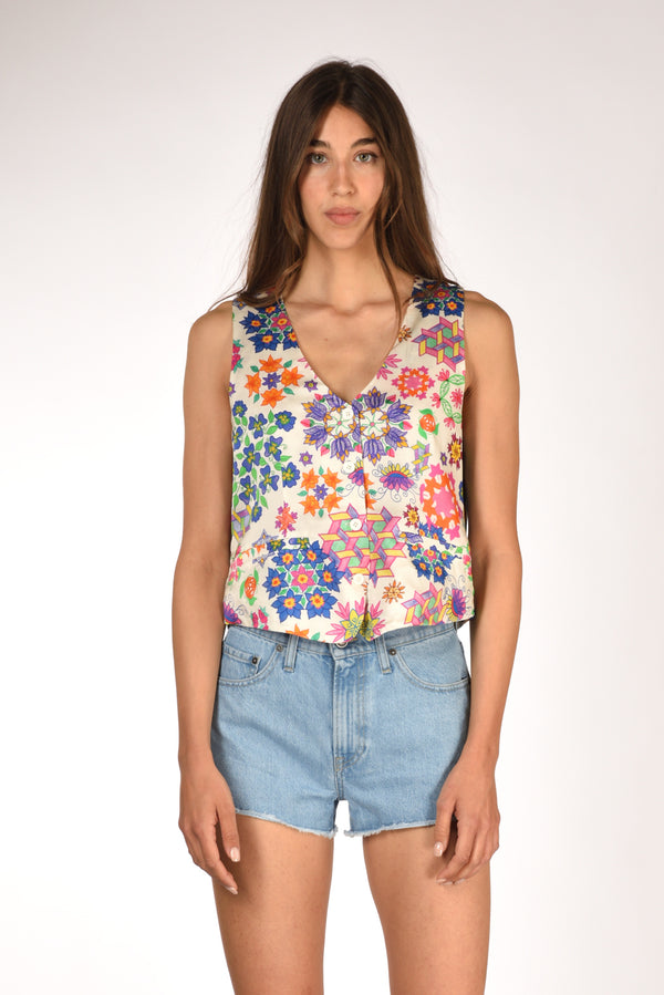 Me 369 Gilet Stampa Bianco/multicolor Donna-2