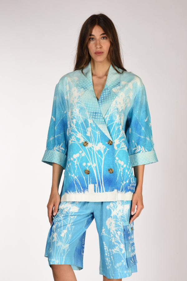 Me 369 Giacca Stampa Bianco/azzurro Donna