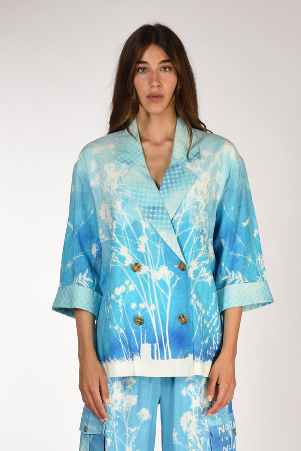 Me 369 Giacca Stampa Bianco/azzurro Donna-2