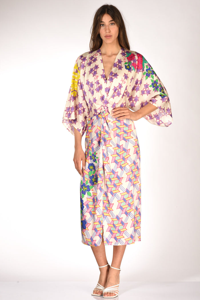 Me 369 Abito Stampa Bianco/multicolor Donna - 1