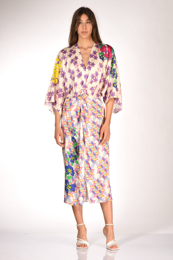 Me 369 Abito Stampa Bianco/multicolor Donna-2