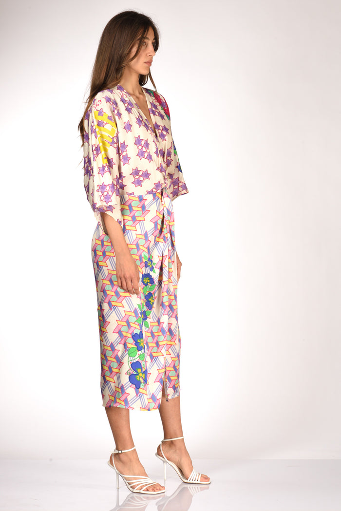 Me 369 Abito Stampa Bianco/multicolor Donna - 4