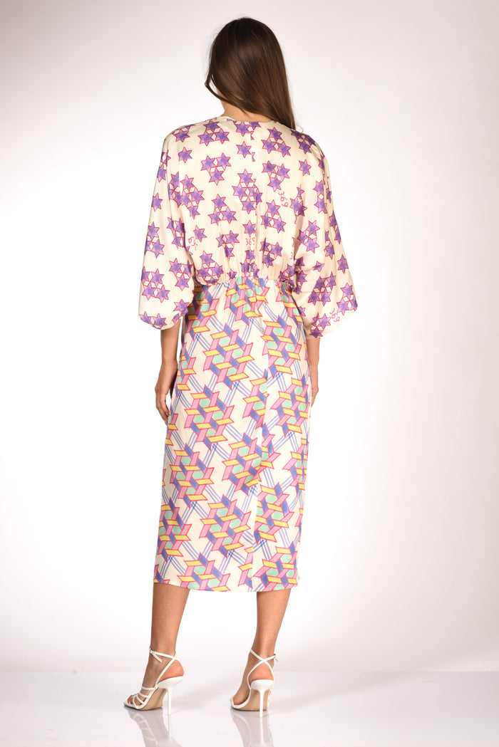 Me 369 Abito Stampa Bianco/multicolor Donna - 5