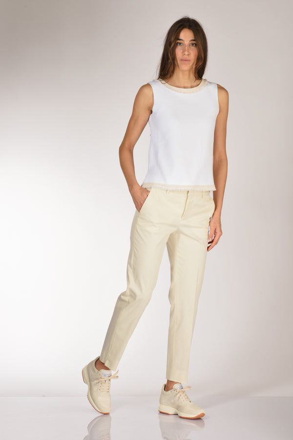 Pt Torino Pantalone New York Bianco Naturale Donna-2