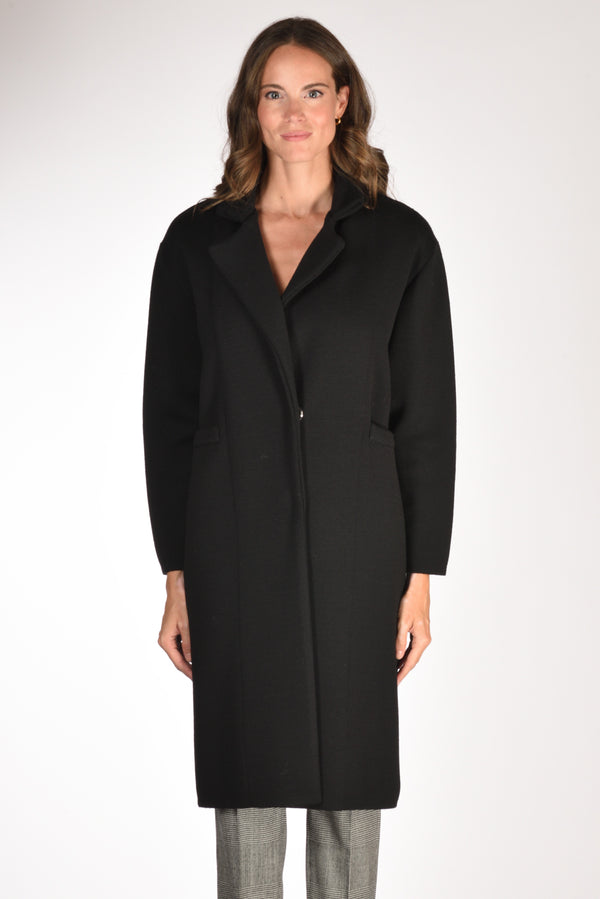 Ella Lago Di Como Cappotto Maglia Nero Donna-2