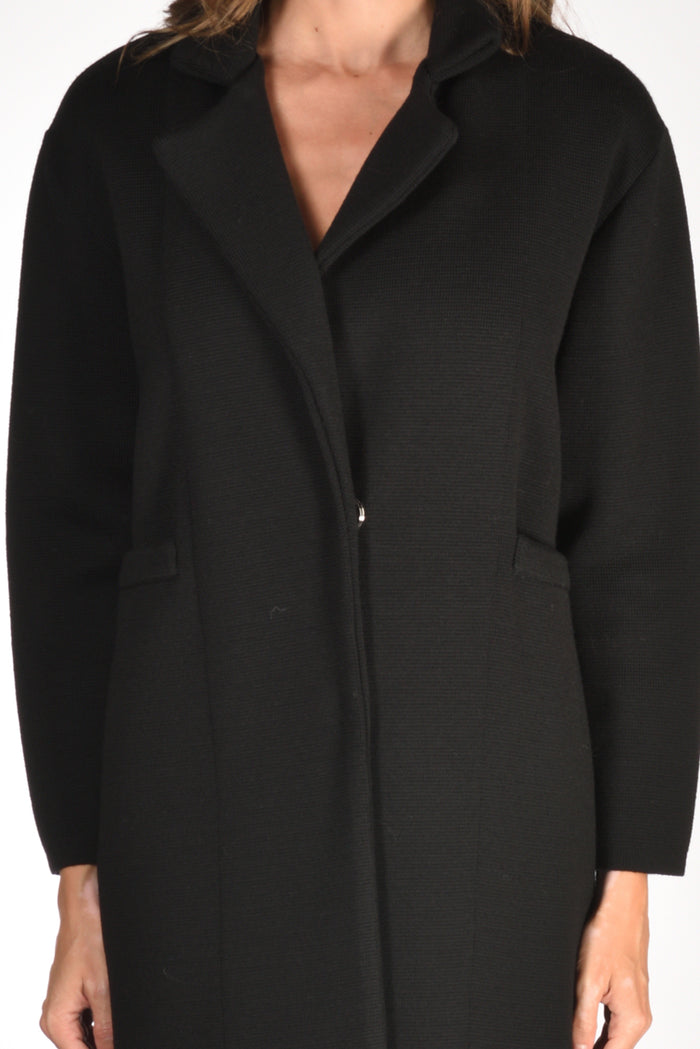 Ella Lago Di Como Cappotto Maglia Nero Donna - 3