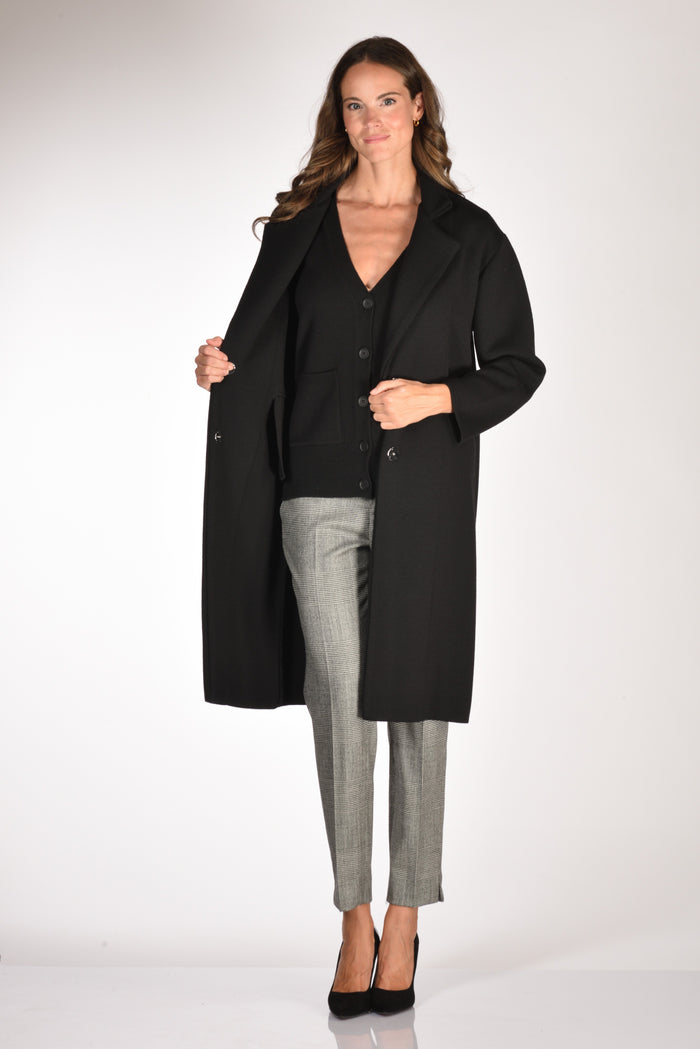 Ella Lago Di Como Cappotto Maglia Nero Donna - 6