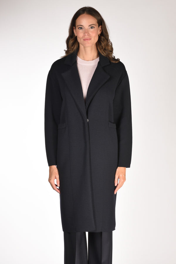 Ella Lago Di Como Cappotto Maglia Blu Donna-2