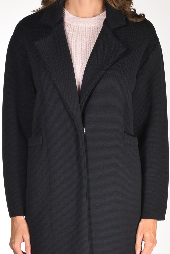 Ella Lago Di Como Cappotto Maglia Blu Donna - 3