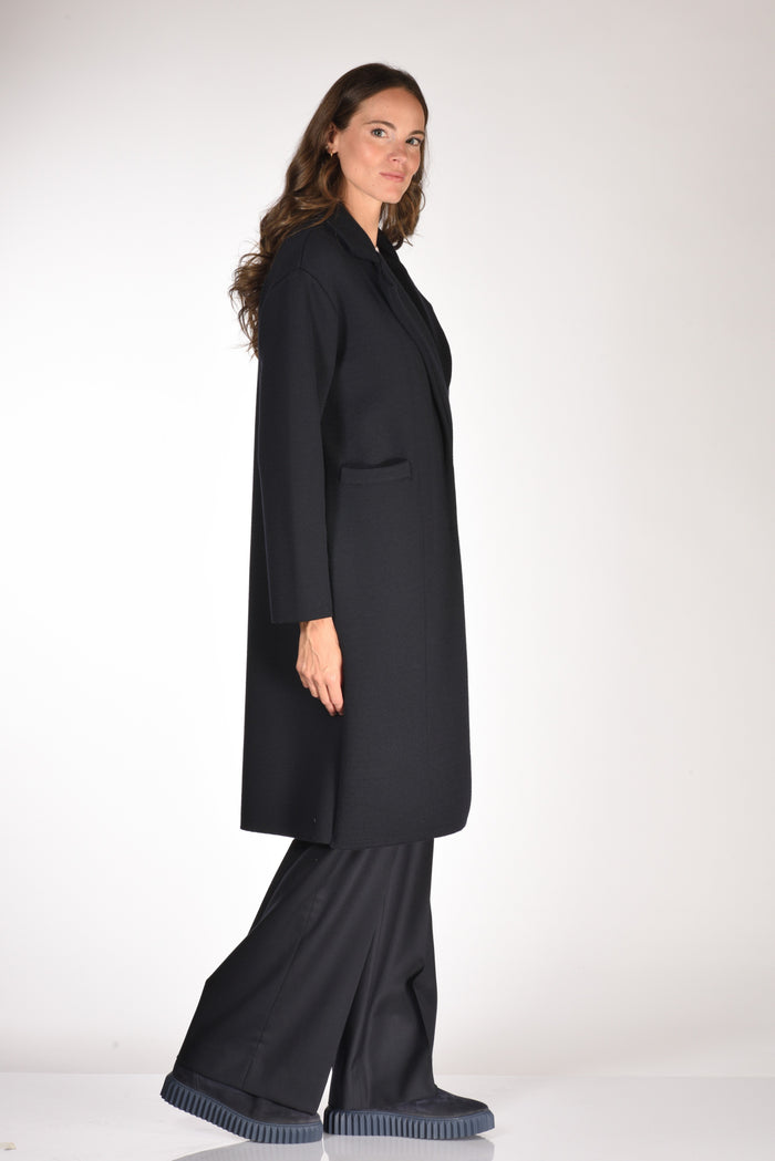 Ella Lago Di Como Cappotto Maglia Blu Donna - 4