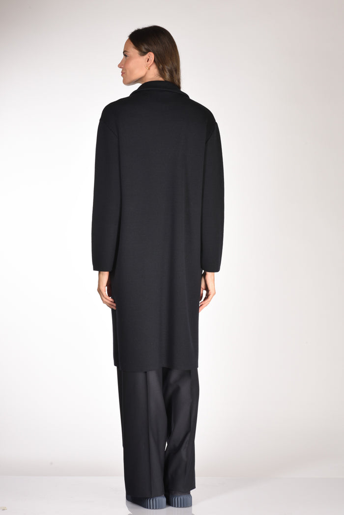 Ella Lago Di Como Cappotto Maglia Blu Donna - 5