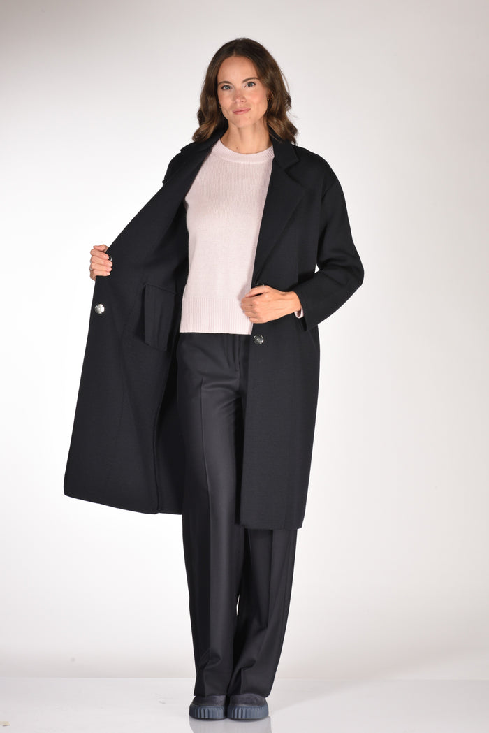 Ella Lago Di Como Cappotto Maglia Blu Donna - 6