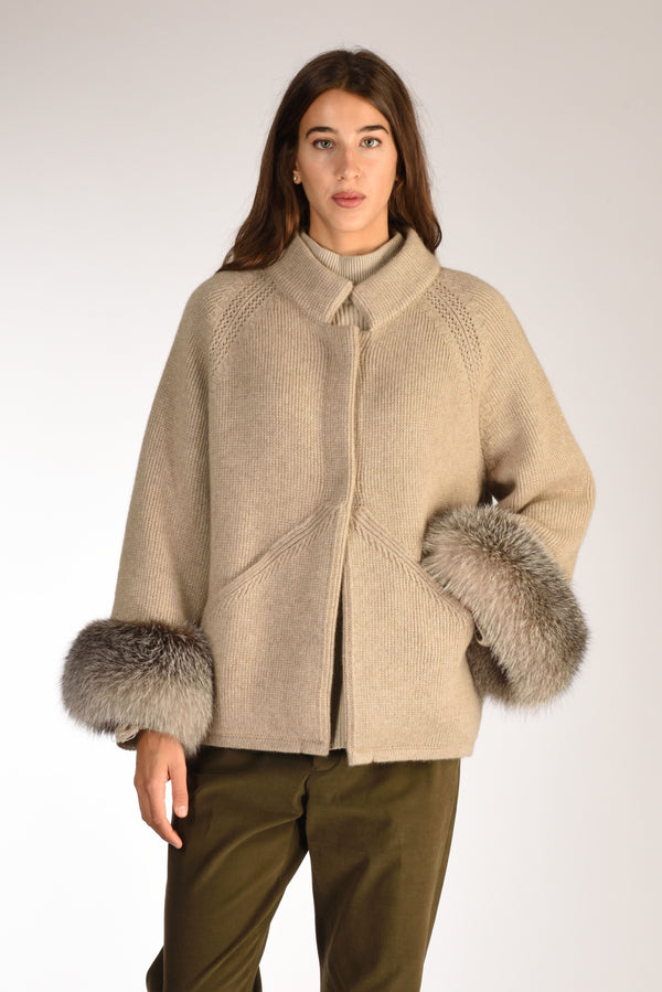 Ella Lago Di Como Giacca Pelliccia Beige Nat/ Donna