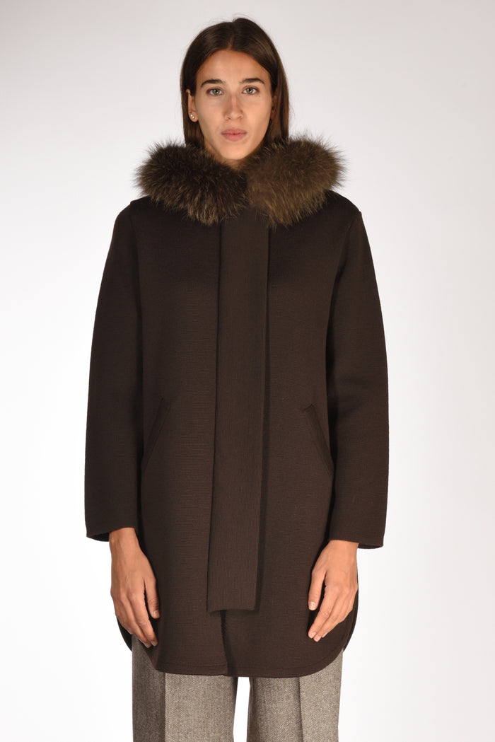 Ella Lago Di Como Cappotto Con Pelo Marrone Donna - 2