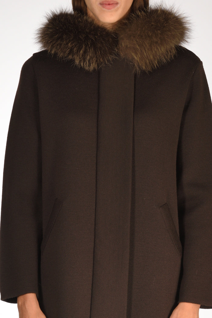 Ella Lago Di Como Cappotto Con Pelo Marrone Donna - 3