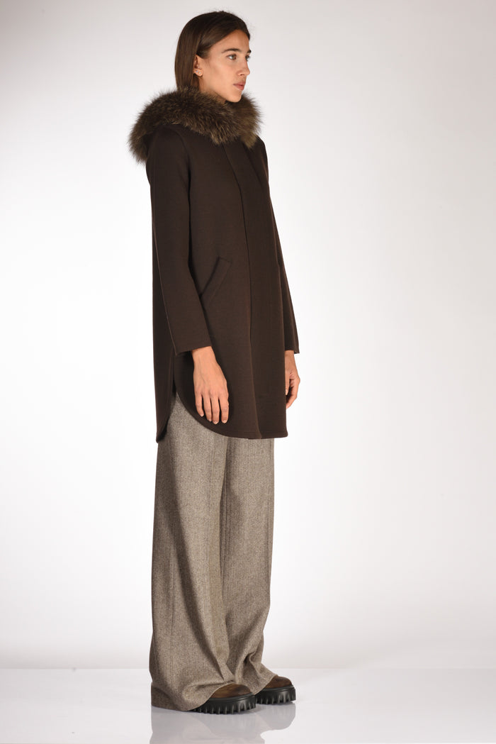 Ella Lago Di Como Cappotto Con Pelo Marrone Donna - 4