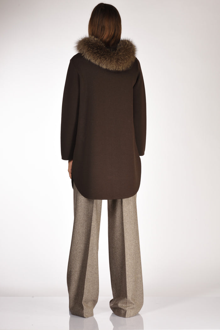Ella Lago Di Como Cappotto Con Pelo Marrone Donna - 5