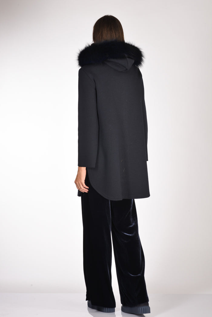 Ella Lago Di Como Cappotto Con Pelo Blu Donna - 5