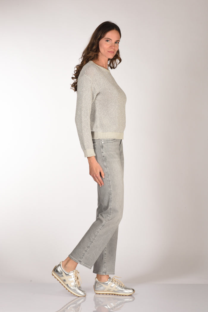 Anne Claire Maglia Girocollo Grigio Donna - 4
