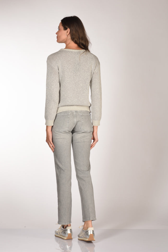 Anne Claire Maglia Girocollo Grigio Donna - 5