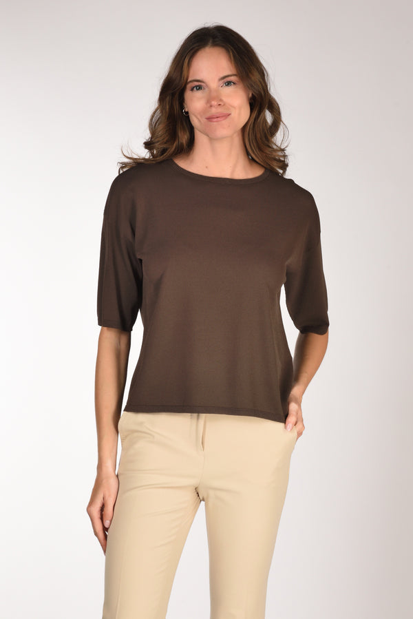 Anne Claire Maglia Girocollo Marrone Donna