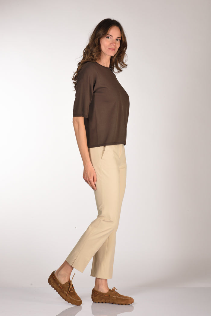 Anne Claire Maglia Girocollo Marrone Donna - 4