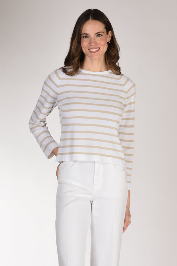 Anne Claire Maglia Rigata Beige/bianco Donna