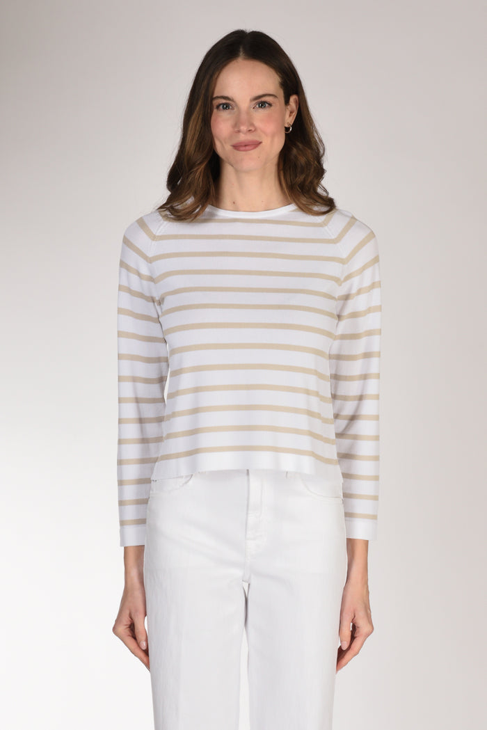 Anne Claire Maglia Rigata Beige/bianco Donna - 2