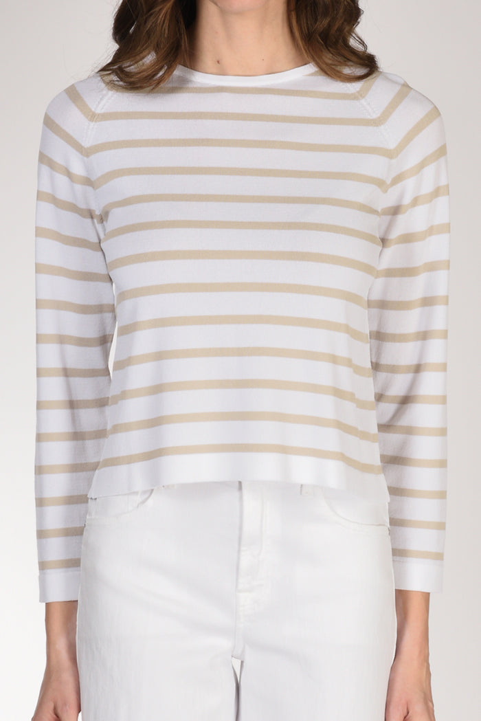 Anne Claire Maglia Rigata Beige/bianco Donna - 3
