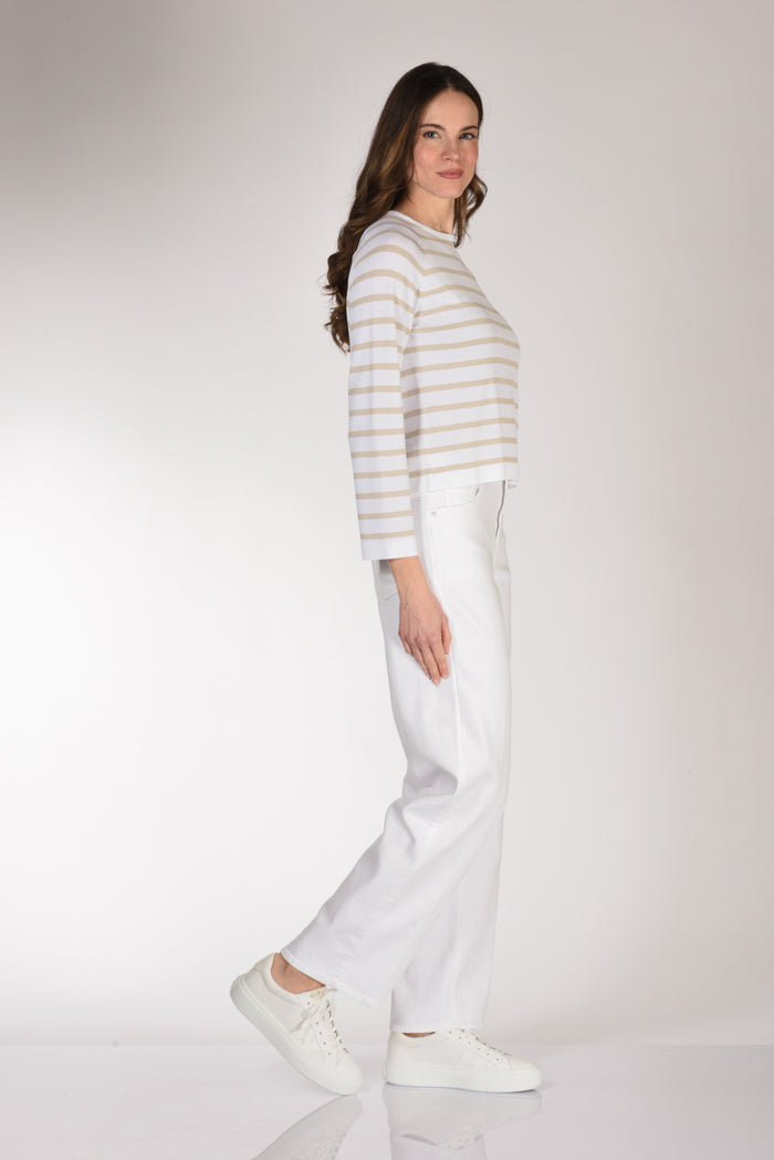 Anne Claire Maglia Rigata Beige/bianco Donna - 4