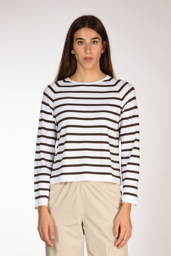 Anne Claire Maglia Rigata Bianco/marrone Donna-2