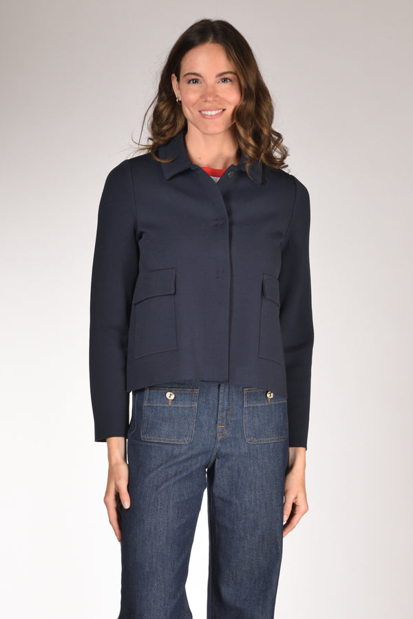 Base Milano Giacca Maglia Blu Donna