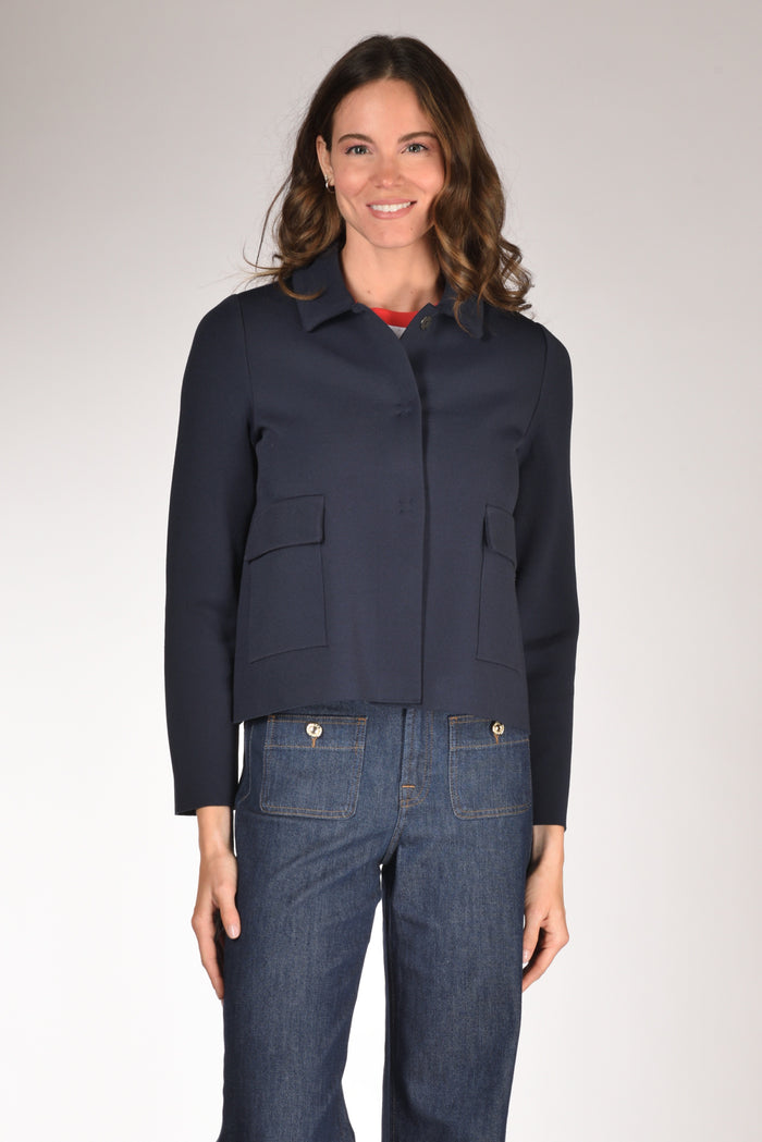 Base Milano Giacca Maglia Blu Donna - 1