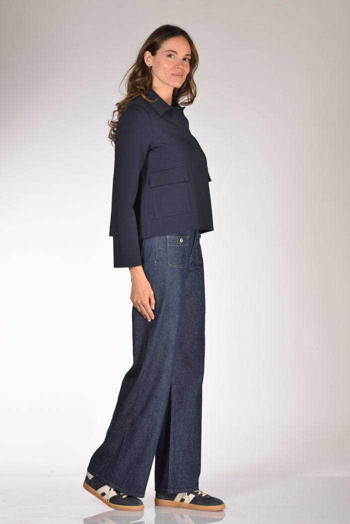 Base Milano Giacca Maglia Blu Donna - 4