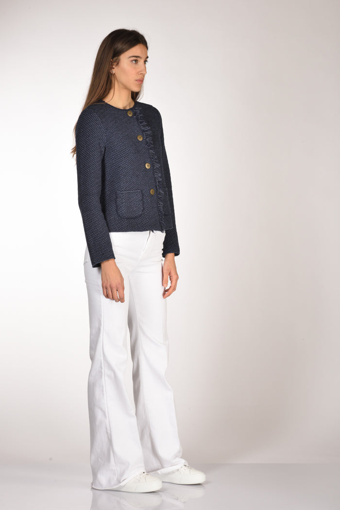 Base Milano Giacca Maglia Blu Donna - 4